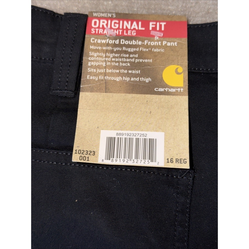 CARHARTT Women's Crawford Original Fit Double Front Work Pants 16 REG NWT-Black - Picture 6 of 11